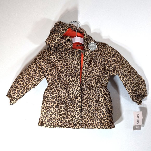 NWT Carter's Toddler Baby Girls Rain Jacket Leopard Raincoat Fleece-Line… - Picture 1 of 4